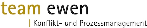 Logo von "team ewen" mit dem Slogan "Konflikt- und Prozessmanagement".
